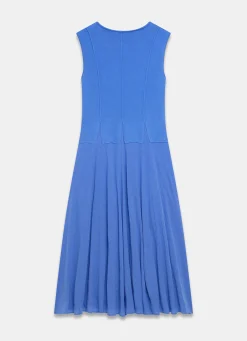 Blue Cotton Blend Drop Waist Maxi Dress