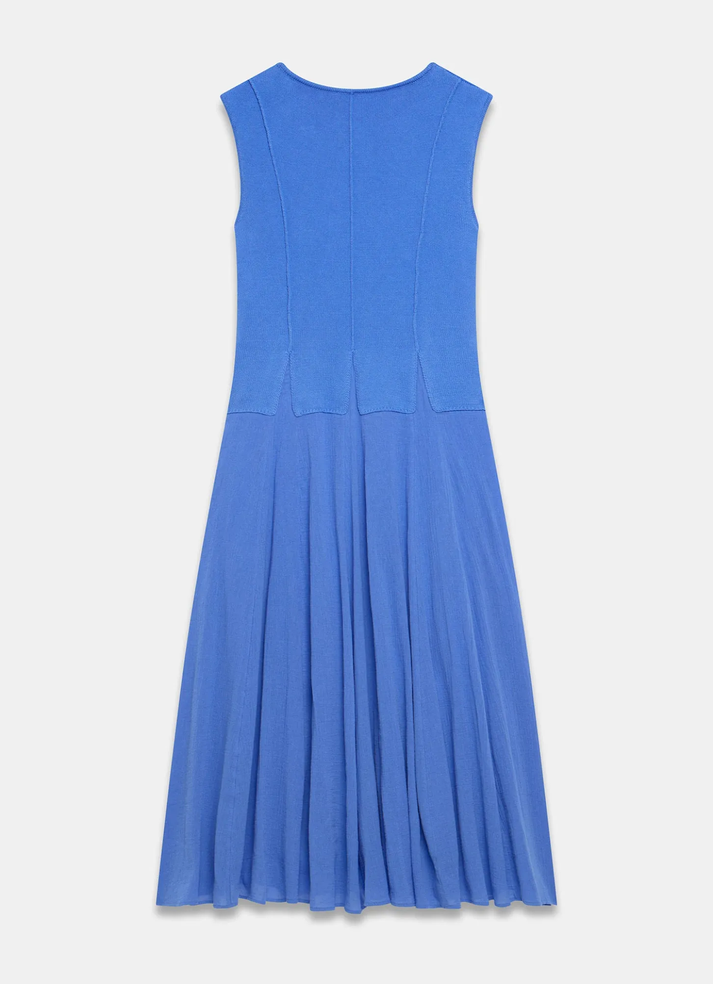 Blue Cotton Blend Drop Waist Maxi Dress