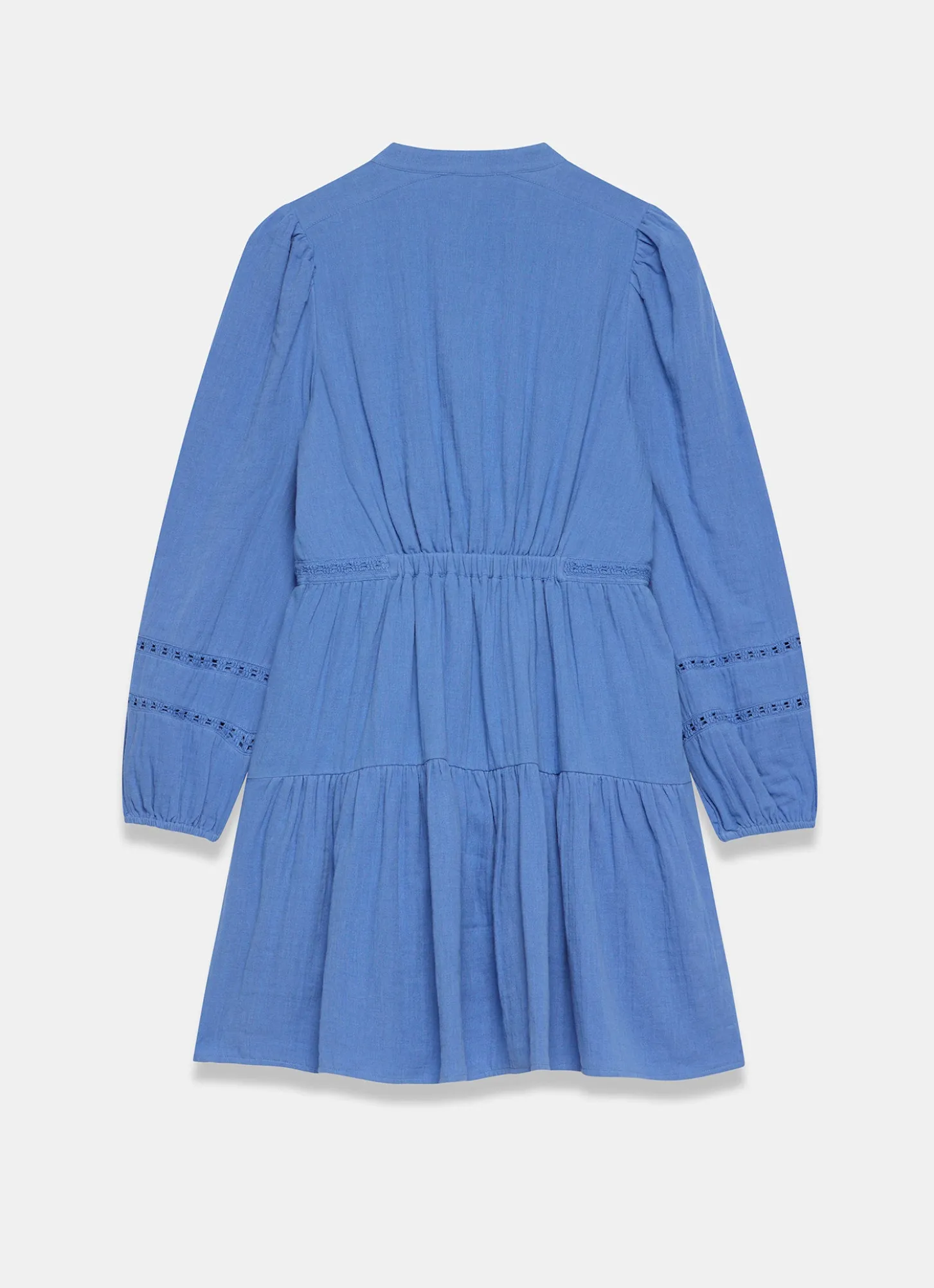 Blue Cotton Cheesecloth Mini Dress