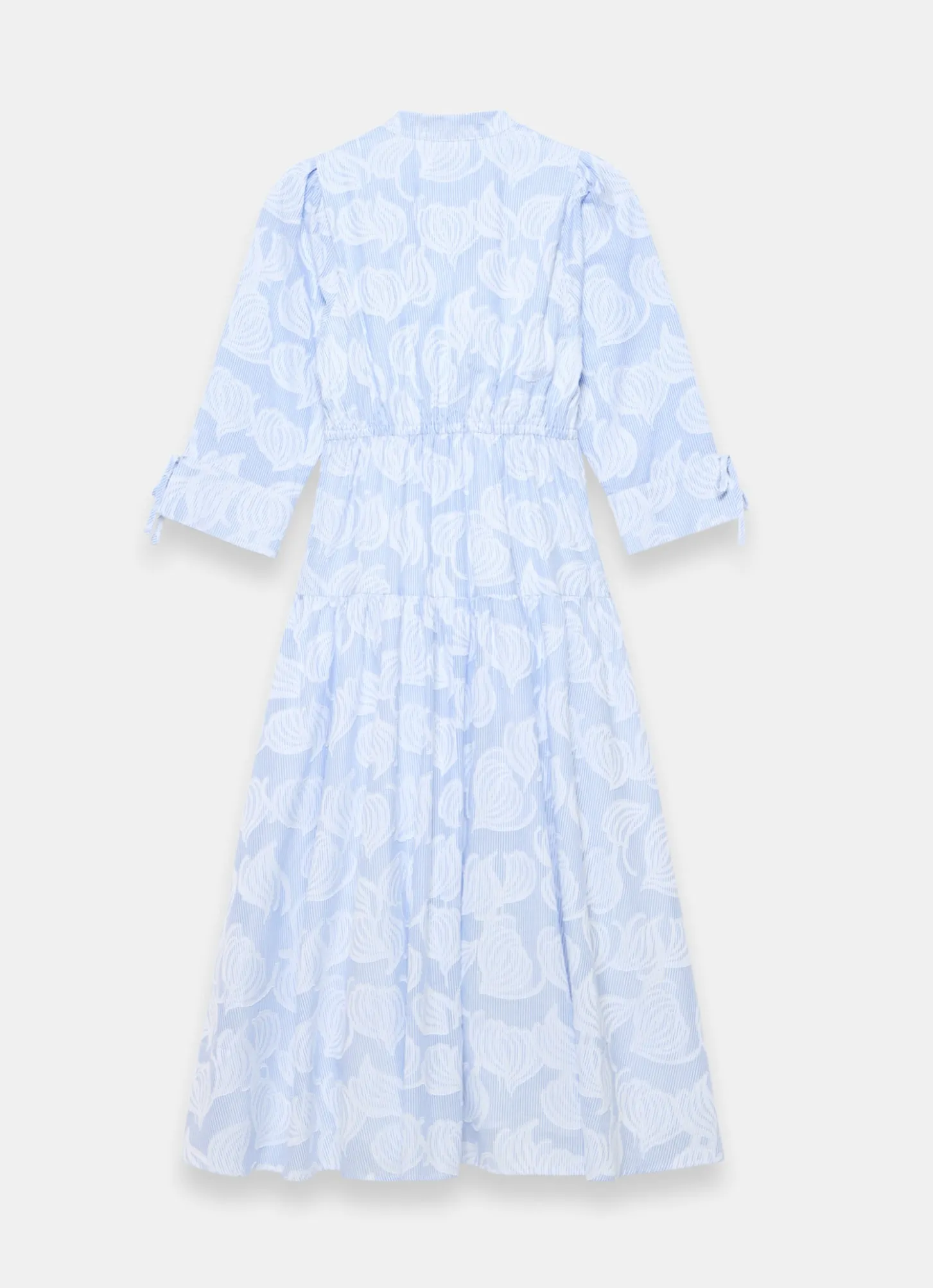 Blue Cotton Floral Shirt Midi Dress