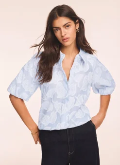 Blue Cotton Jacquard Striped Shirt