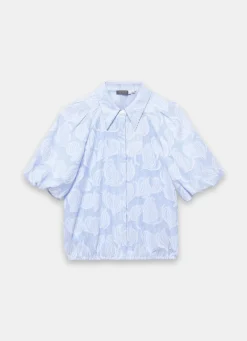 Blue Cotton Jacquard Striped Shirt