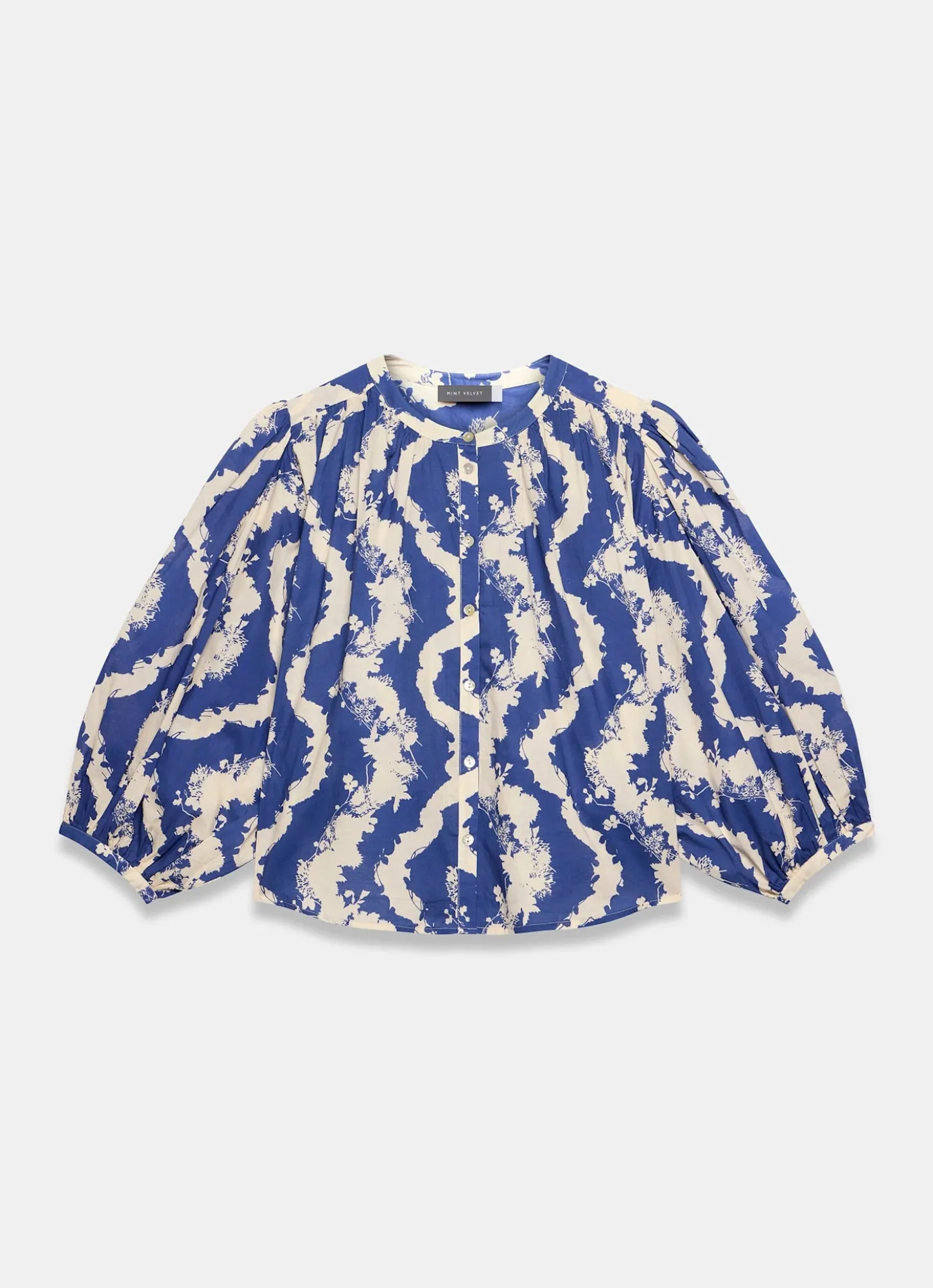 Blue Cotton Printed Blouse