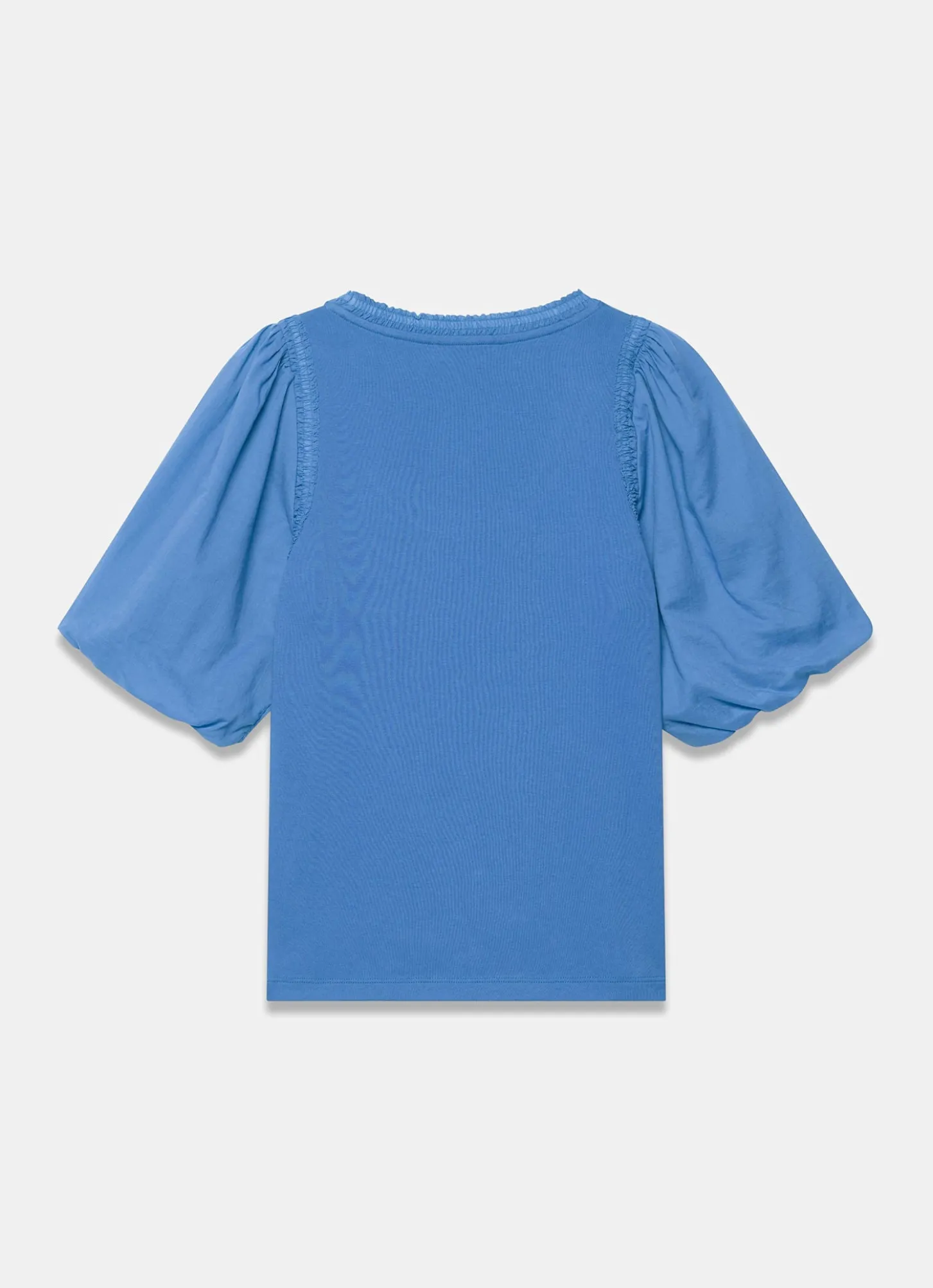 Blue Cotton Puff Sleeve Top