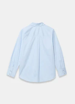 Blue Cotton Scallop Detail Shirt