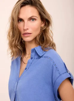 Blue Cotton Shirt And Shorts Set