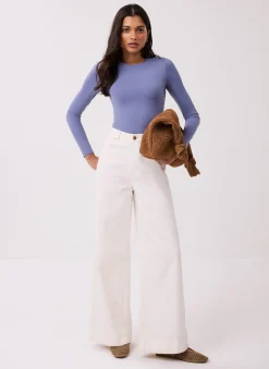 Blue Crew Neck Layering Top