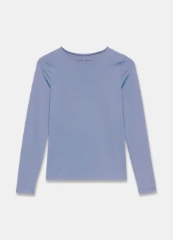 Blue Crew Neck Layering Top