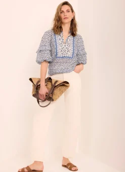 Blue Floral Print Blouse