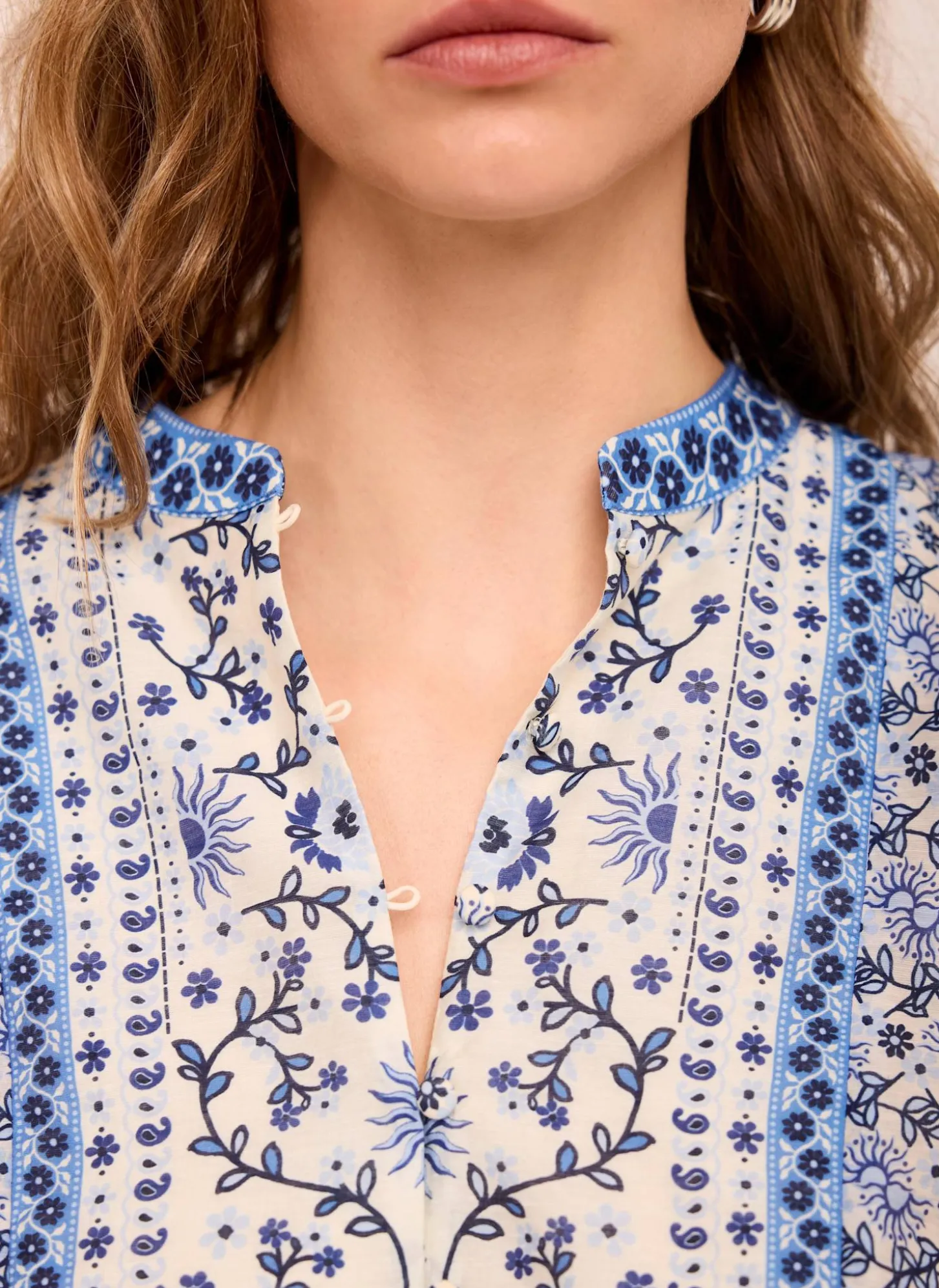 Blue Floral Print Blouse