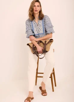 Blue Floral Print Blouse