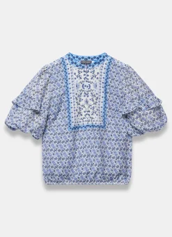 Blue Floral Print Blouse