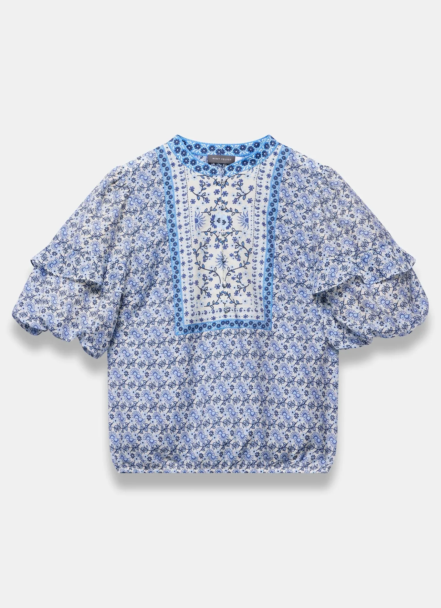 Blue Floral Print Blouse