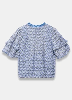 Blue Floral Print Blouse