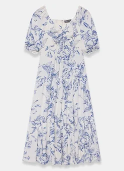 Blue Floral Print Maxi Dress