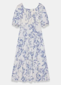 Blue Floral Print Maxi Dress