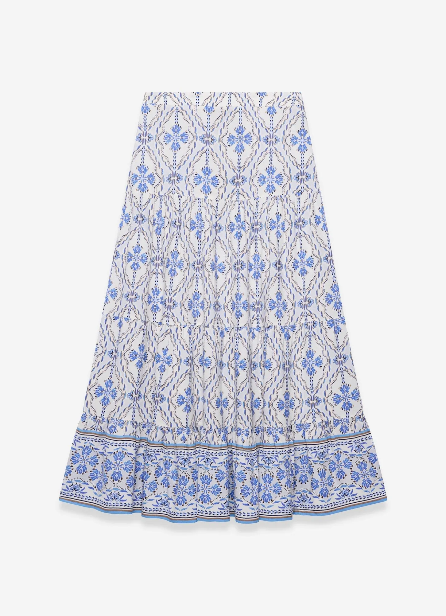 Blue Floral Print Maxi Skirt