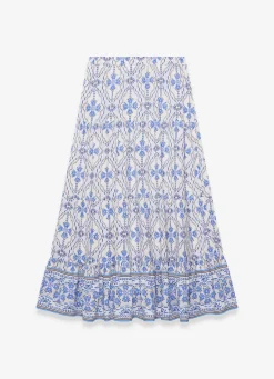 Blue Floral Print Maxi Skirt