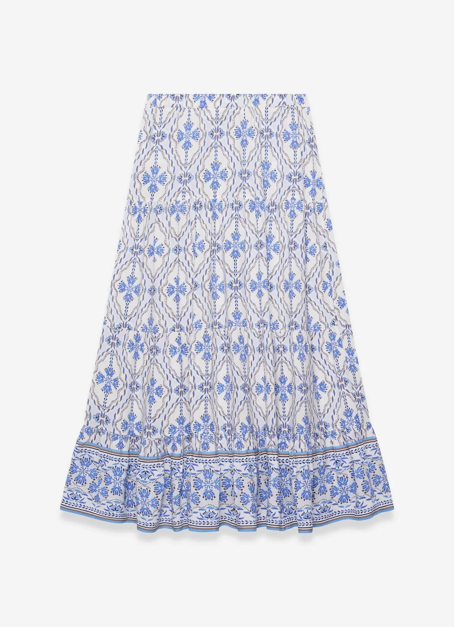 Blue Floral Print Maxi Skirt