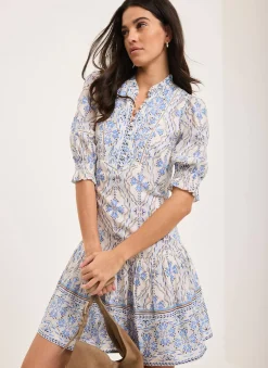 Blue Floral Print Mini Dress
