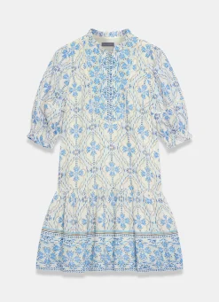 Blue Floral Print Mini Dress