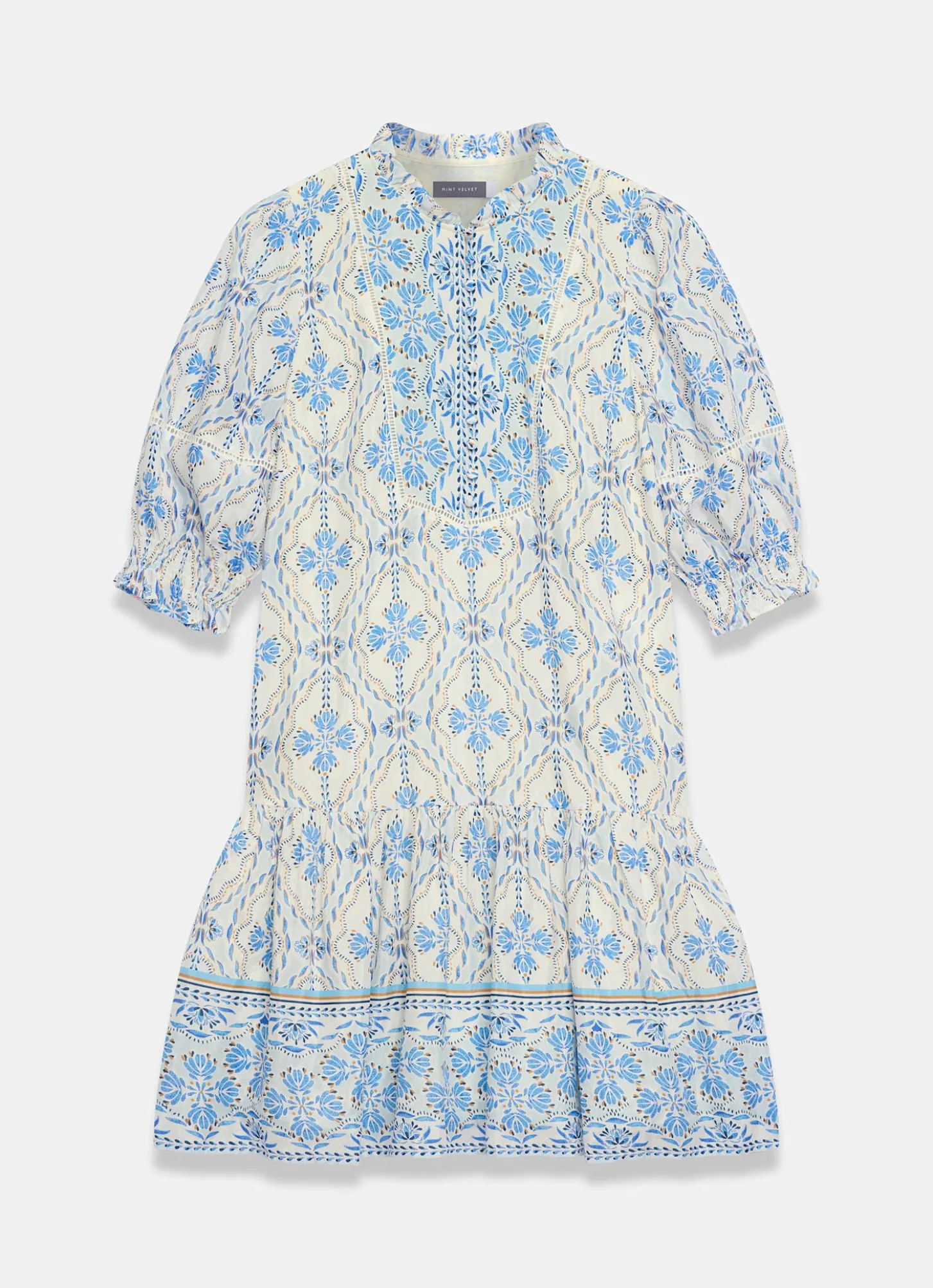 Blue Floral Print Mini Dress
