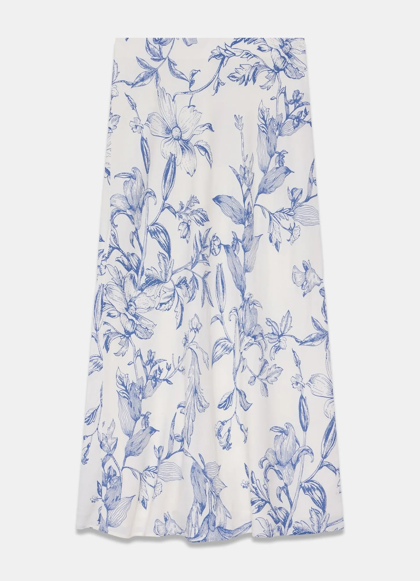 Blue Floral Print Slip Skirt