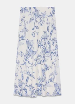 Blue Floral Print Slip Skirt