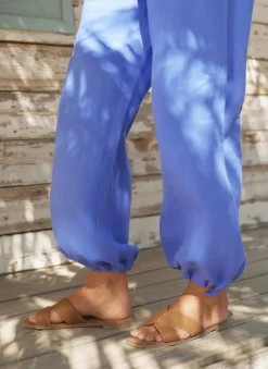 Blue Linen Balloon Trousers