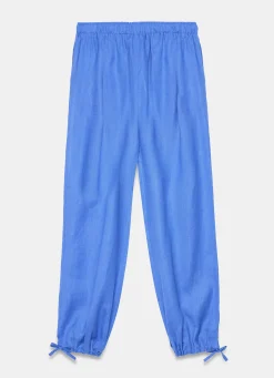 Blue Linen Balloon Trousers