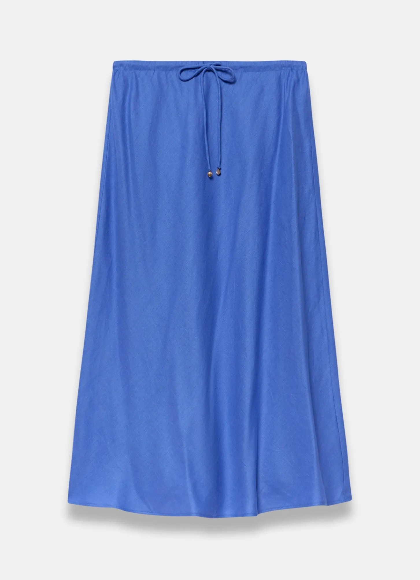 Blue Linen Bias Midi Skirt