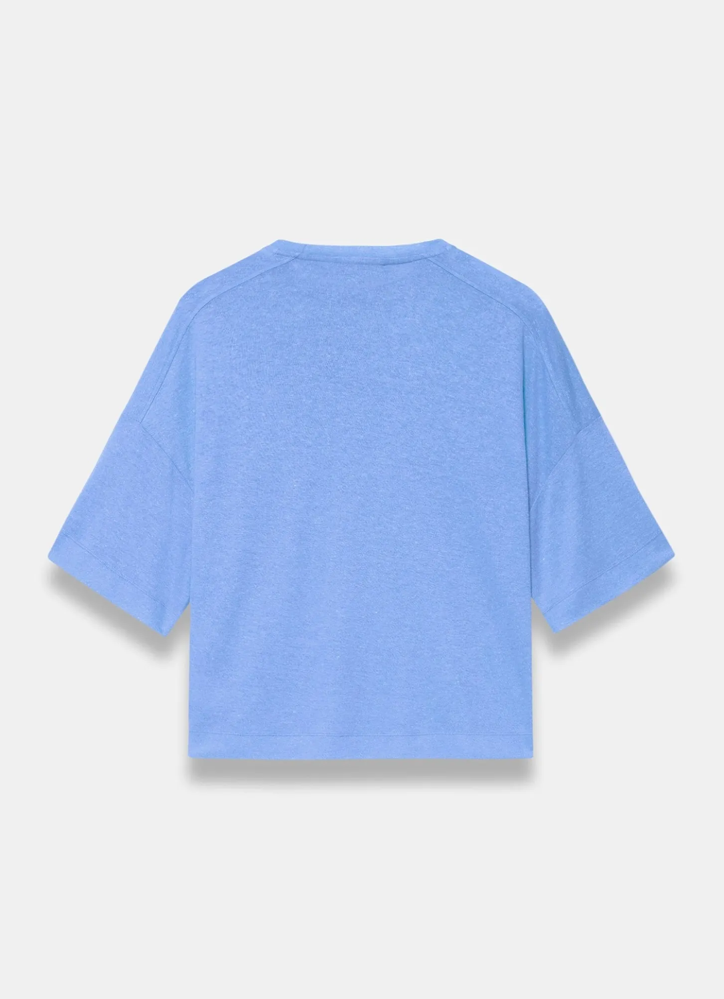 Blue Linen Blend Boxy T-Shirt