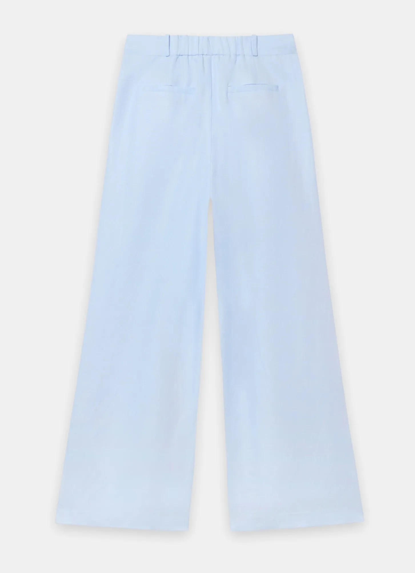 Blue Linen Blend Wide Leg Trousers