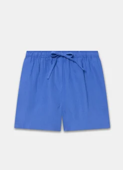Blue Linen Drawstring Shorts