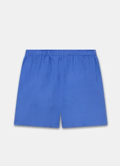Blue Linen Drawstring Shorts