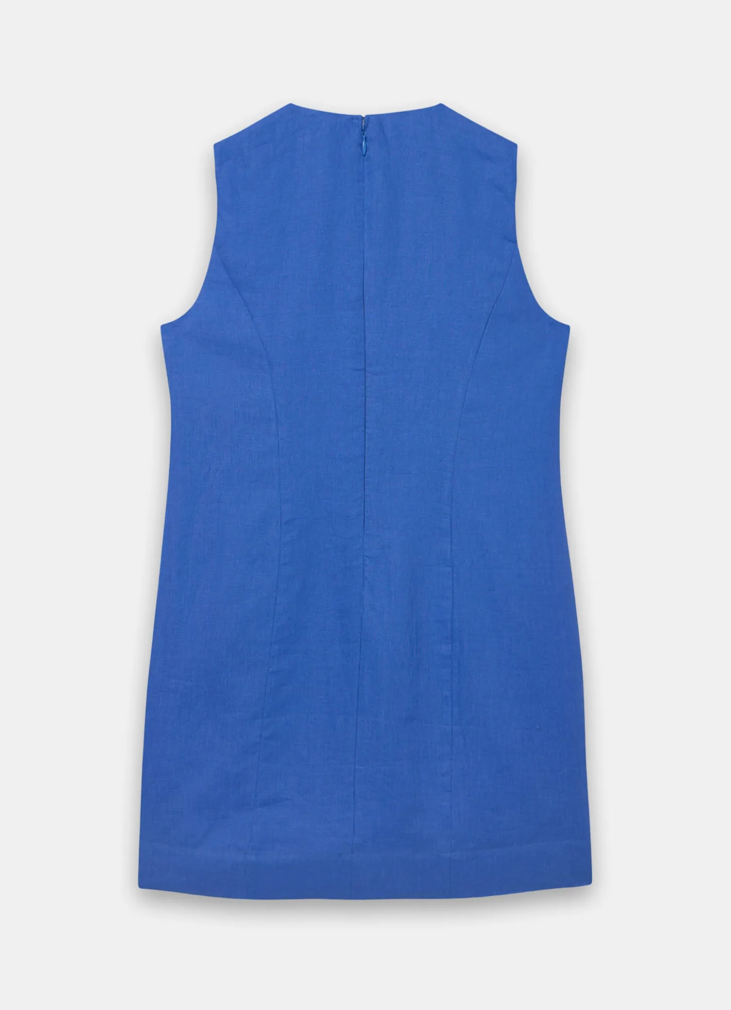 Blue Linen Sunray Button Mini Dress