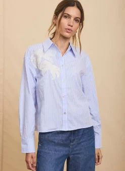 Blue Stripe Embroidered Shirt