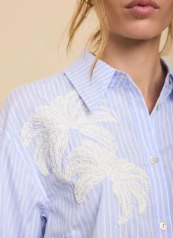 Blue Stripe Embroidered Shirt