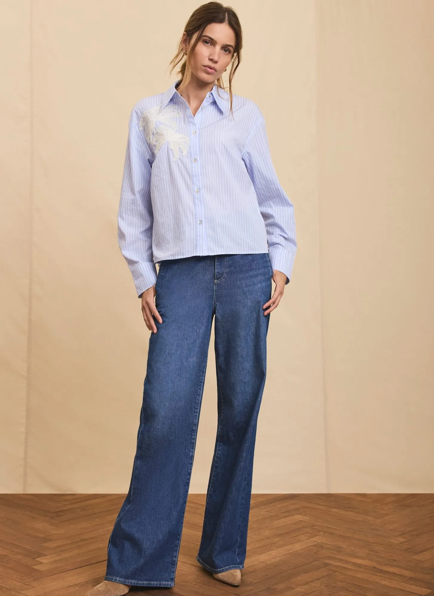 Blue Stripe Embroidered Shirt