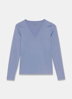 Blue V-Neck Layering Top