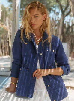 Blue Washed Cotton Utility Shacket
