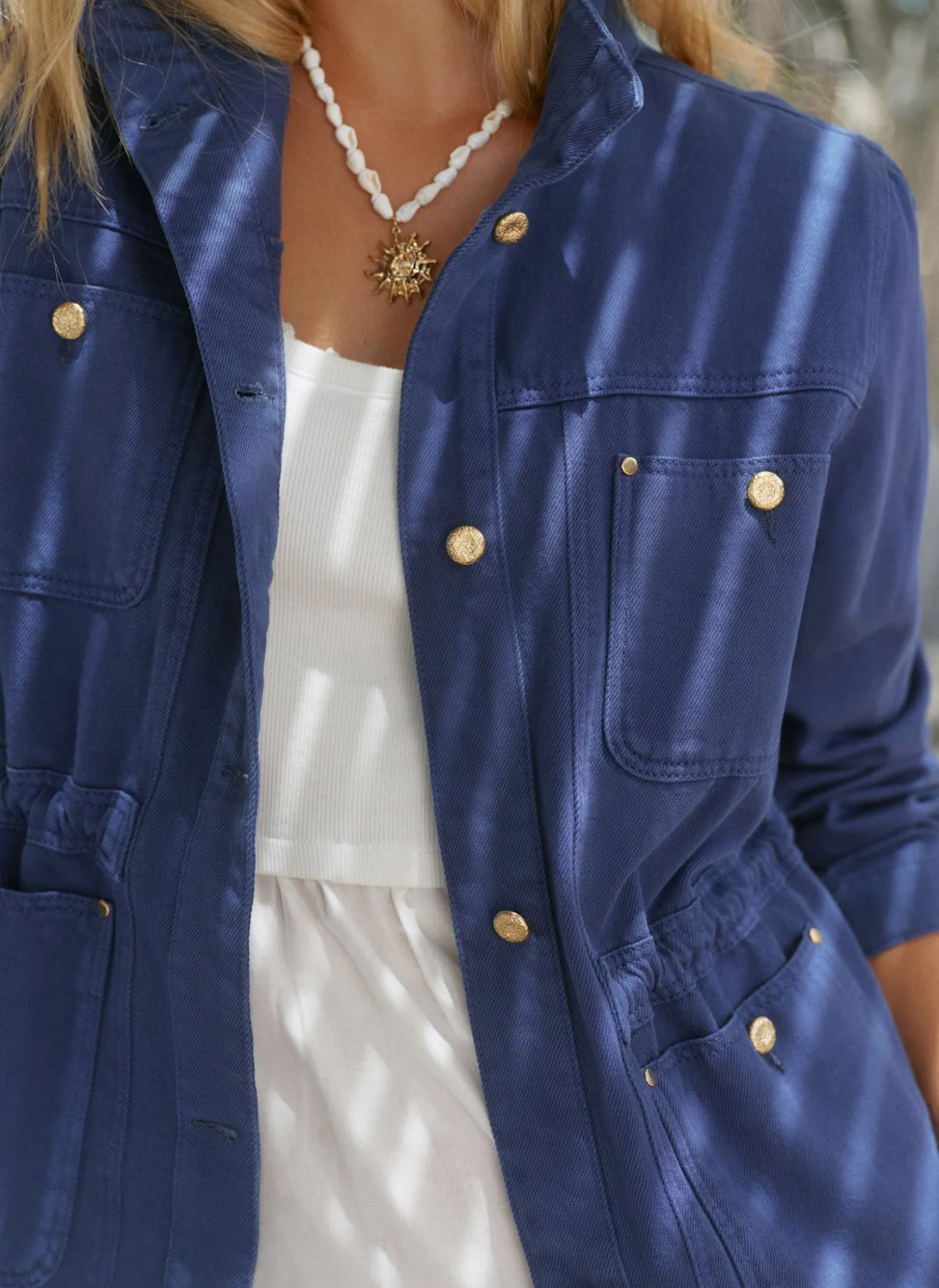 Blue Washed Cotton Utility Shacket