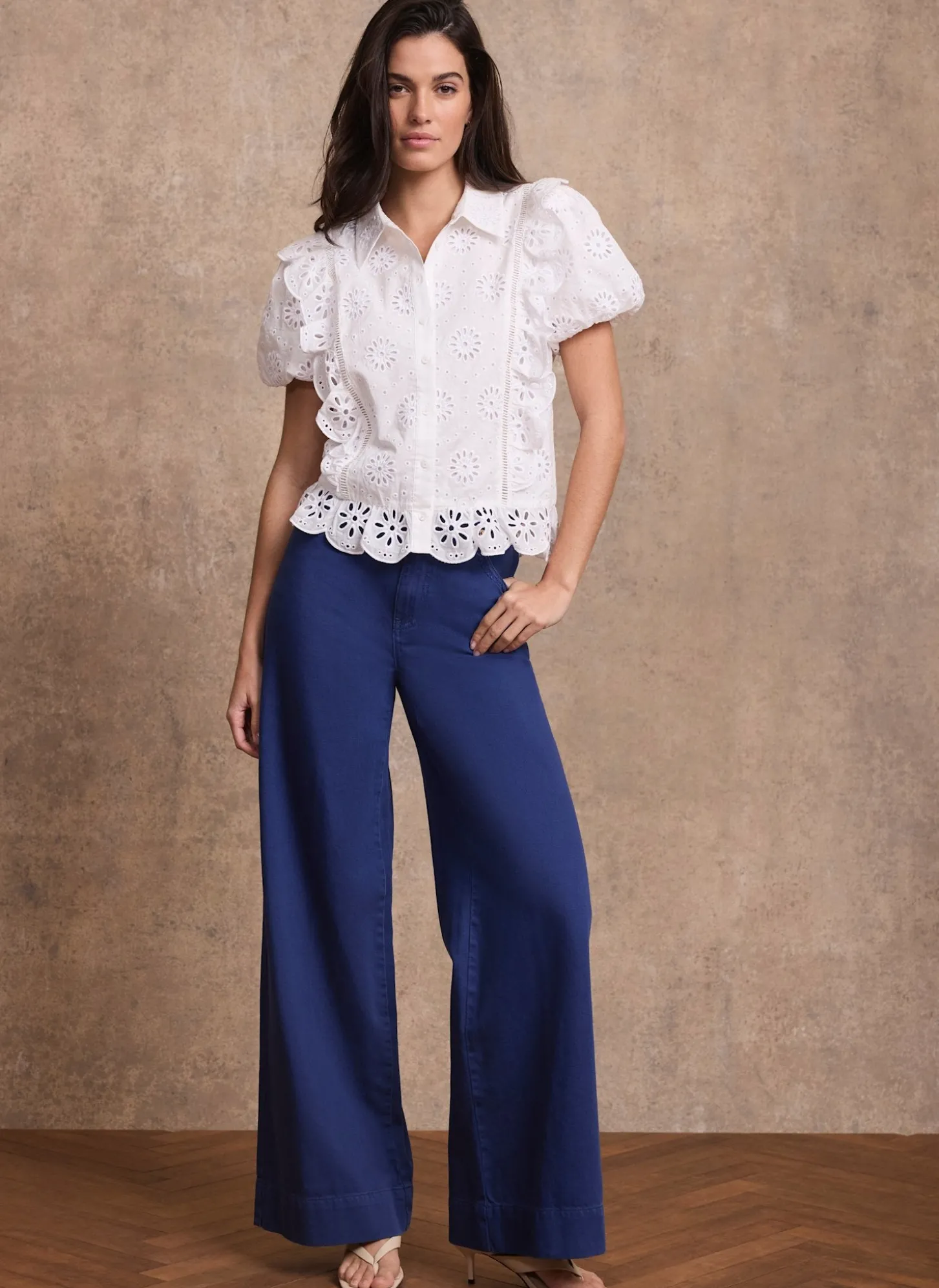 Blue Washed Refined Wide Jeans