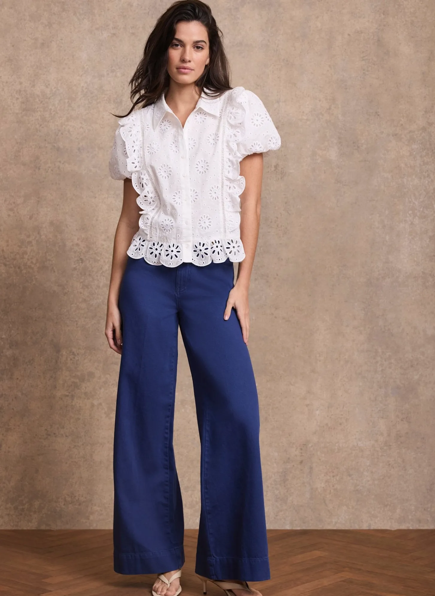 Blue Washed Refined Wide Jeans