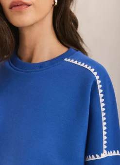 Blue Whipstitch Detail Sweatshirt