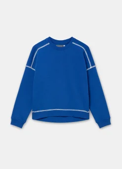 Blue Whipstitch Detail Sweatshirt