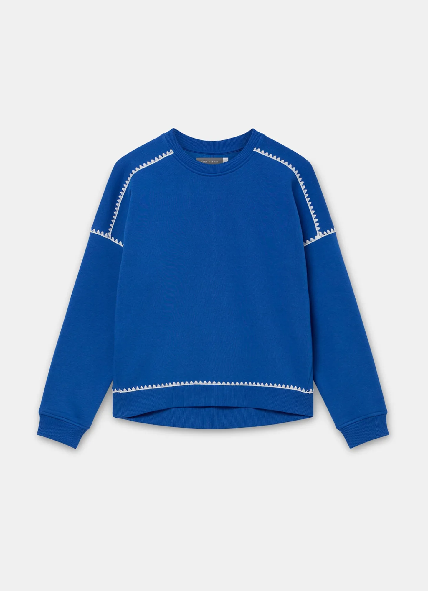Blue Whipstitch Detail Sweatshirt