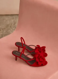 Bri Red Suede Flower Detail Heels