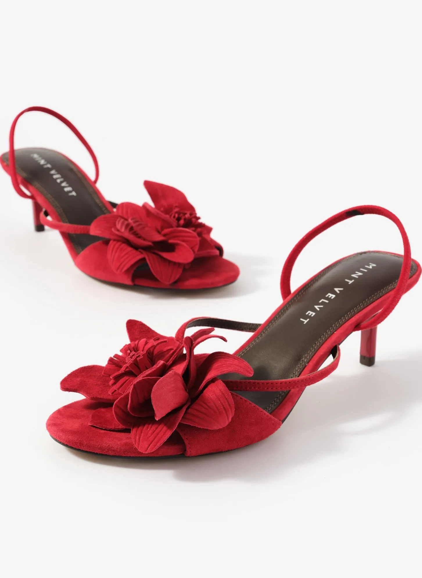 Bri Red Suede Flower Detail Heels