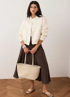Brown A Line Midi Skirt